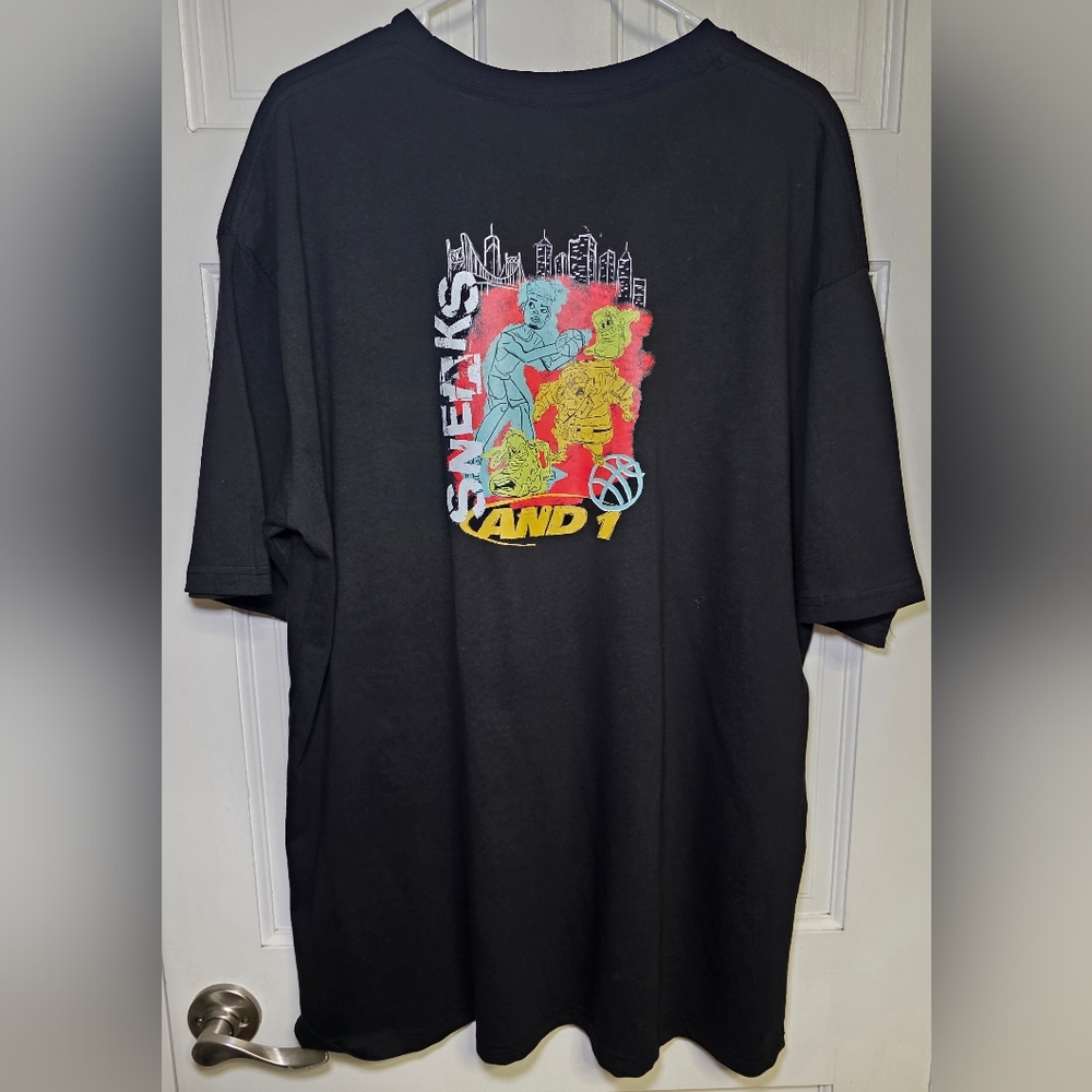 AND1 Sneaks Y2K Graphic Black Tee Streetball Basketball T-Shirt- Size 2XL